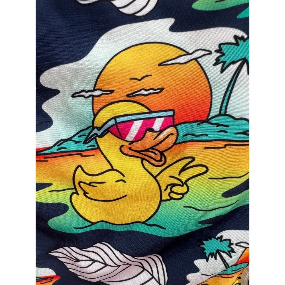 Neff Swim Trunks Size Medium Mens Tropical Duck Print Board Shorts Navy Blue